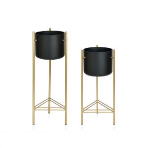 Planters Black & Golden Metal