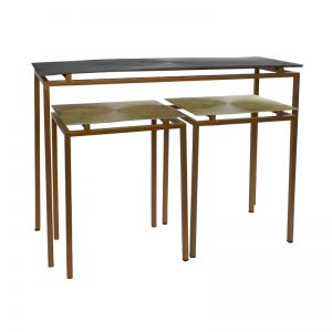 Console Table Grey Gold Metal