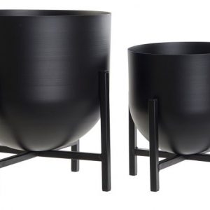 Planter on Stand Black Metal