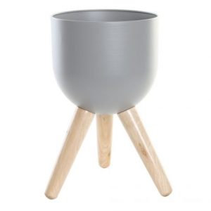 Pot Stand Metal Wood Grey 45cm
