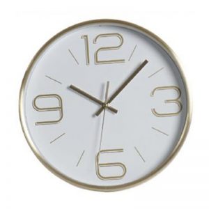 Wall Clock White Gold 