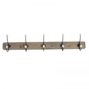 Wall Clothes Rack Wood Metal Brown
