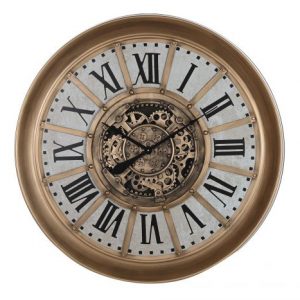Golden Iron Wall Clock  Vintage Movement 