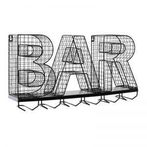 Bottle Rack Metal Pub Black