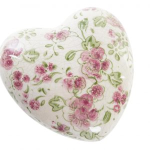 Heart Stoneware Flowers White