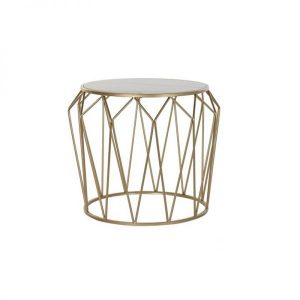 Auxiliary Table Golden Metal Marble Effect Small