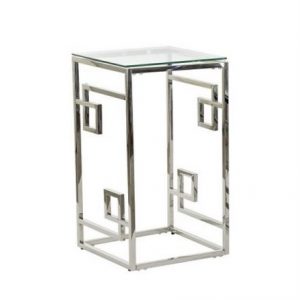 Auxiliary Table Metal Glass Silver Large