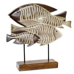 Decoration Albasia Iron Fishes Natural