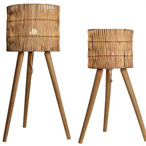 Lamp Set 2 Rattan Natural