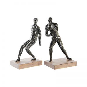 Resin & Wood Bookend Set Man Design