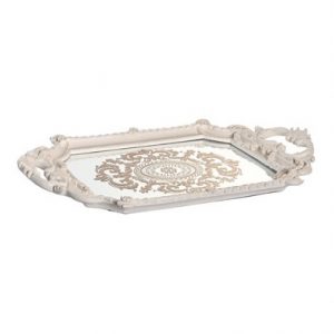Decoration Tray Resin Mirror Ivory