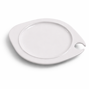 White Porcelain Serving Plate with Wine Glass Rest