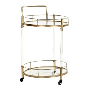 Drinks Trolley Metal Acrylic Golden