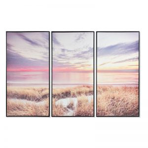 Picture Set 3pcs Canvas Sunset Framed