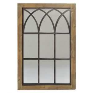 Mirror Birch Metal Window Natural Brown