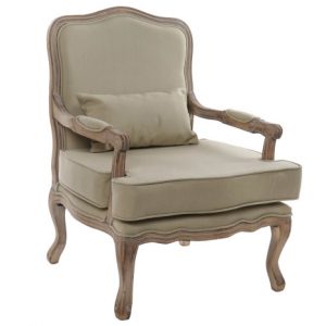 Armchair Wood Canvas Cushion Natural