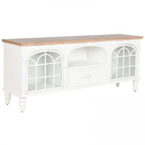 TV Cabinet Spruce Metal White