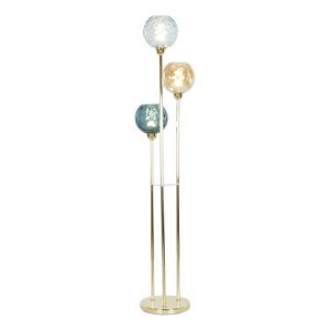 Glam Floor Lamp with Glass Balls – Golden Metal Multicolor Accents