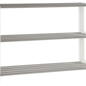 Shoe Rack Wood Metal White