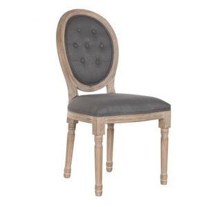 Chair Rubberwood Linen Dark Gray