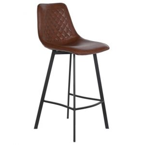 Stool Metal PU Dark Brown