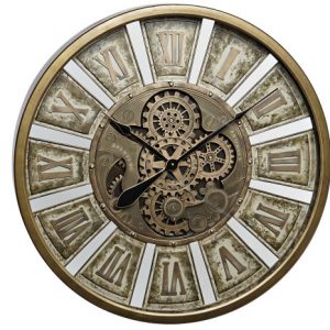 Wall Clock Iron Glass Movement Aged