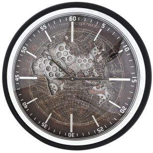 Wall Clock Iron Glass Movement  Black