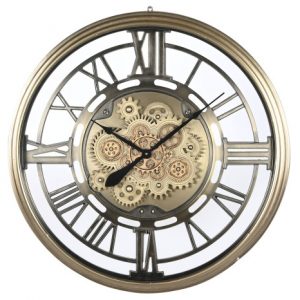 Wall Clock Iron Glass Movement Golden