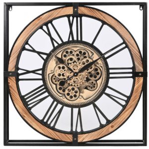 Wall Clock Iron MDF Movement Black
