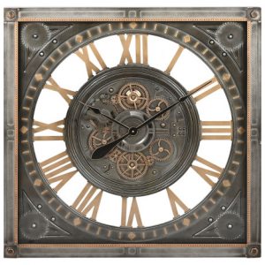 Wall Clock Iron Glass Grey