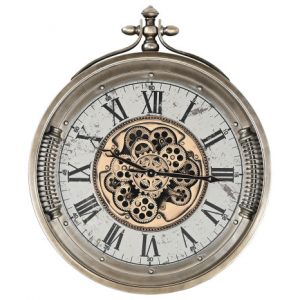 Wall Clock Iron Glass Movement Aged