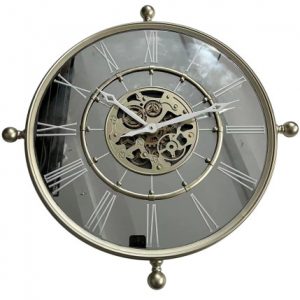 Wall Clock Iron Mirror Movement Champagne