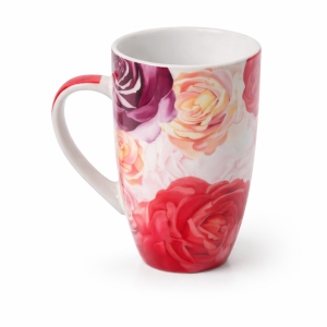 Floral Ceramic Mug 500ml Elegant Rose Design