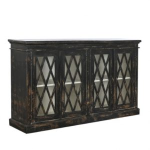 Buffet Wood Glass Antiqued Black