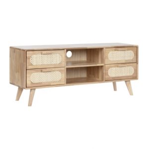 Rattan TV Cabinet Rubberwood Natural