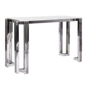 Console Table Steel Glass Faux Marble