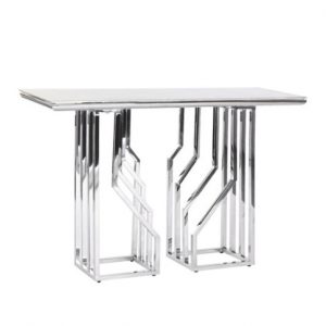 Console Table Steel Glass Faux Marble