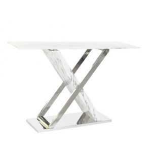 Console Table Steel Glass Faux Marble