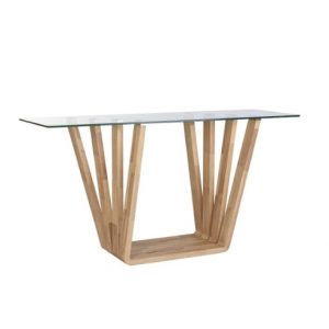 Console Table Walnut Glass Natural