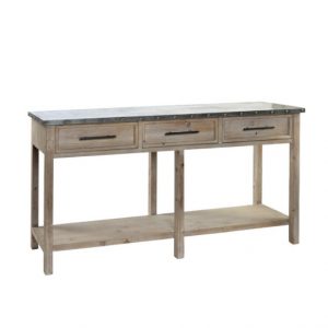 Console Table Wood Aluminium 3 Drawers