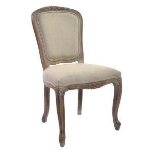 Chair Linen Rubberwood Natural Beige