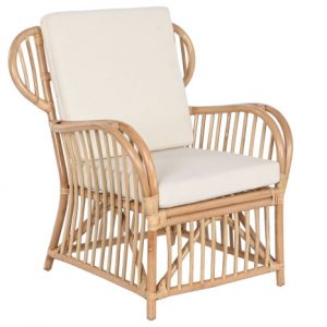 Armchair Rattan With Cushion Natural