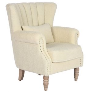 COMING SOON- Armchair Rubberwood Polyester Borreguito