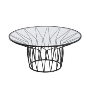 Coffee Table Metal Glass Black