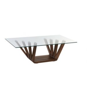Coffee Table Walnut Glass Natural