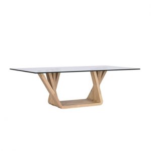 Coffee Table Walnut Glass Natural