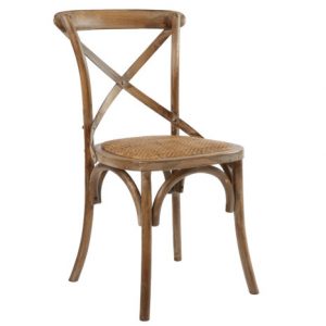 Chair Cedar Wood Rattan Crossback Brown