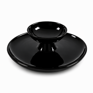 Black Serving Porcelain Dish With Raised Bowl