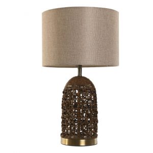 Table Lamp Rattan Linen Beige