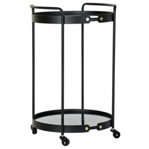 Drinks Trolley Black Metal Glass